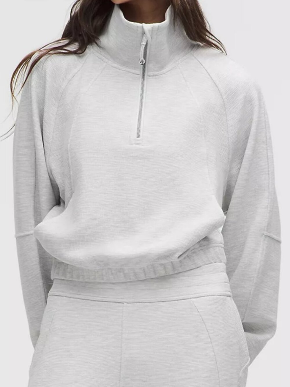 Scuba Cropped Funnel-Neck Half Zip Waffle